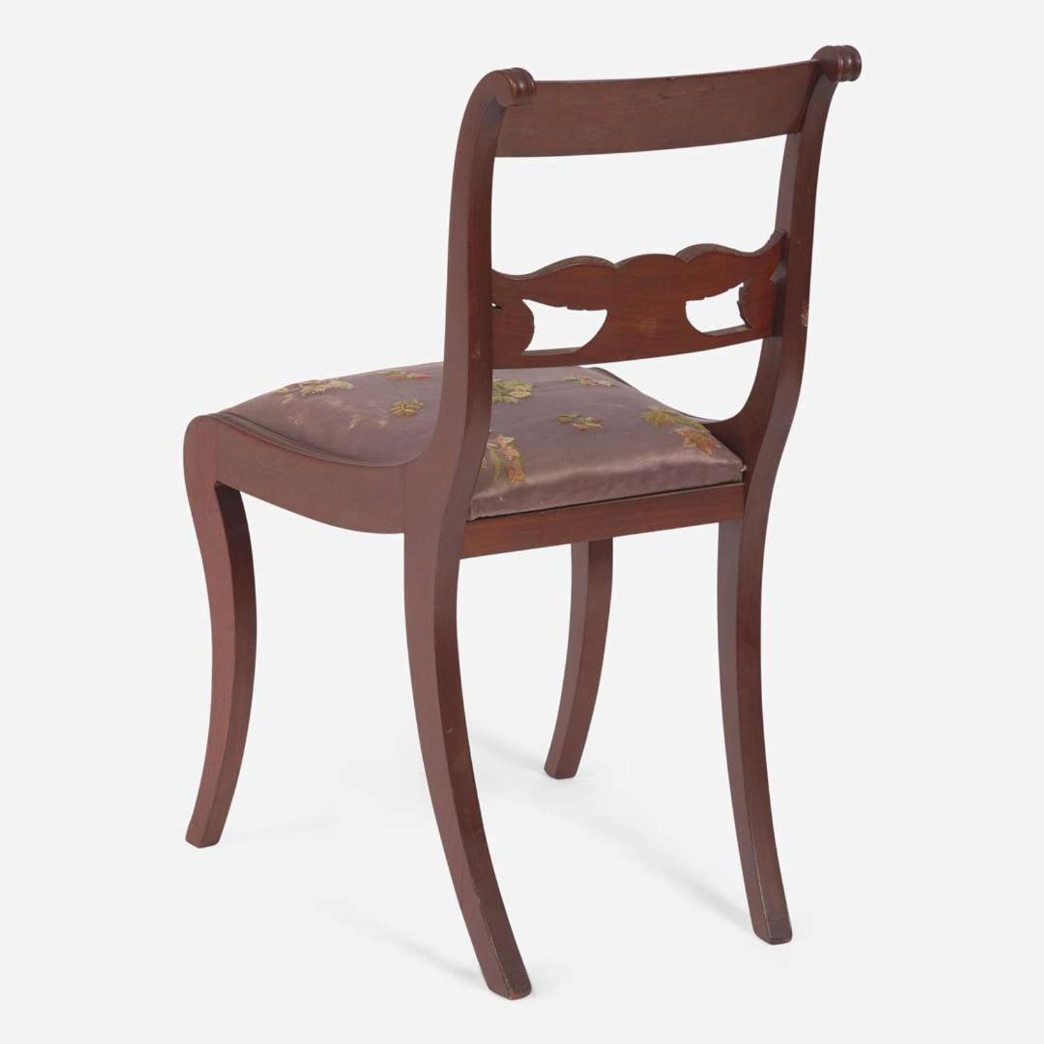 A set of five Federal carved mahogany eagle-back klismos side chairs New York, NY, circa 1820