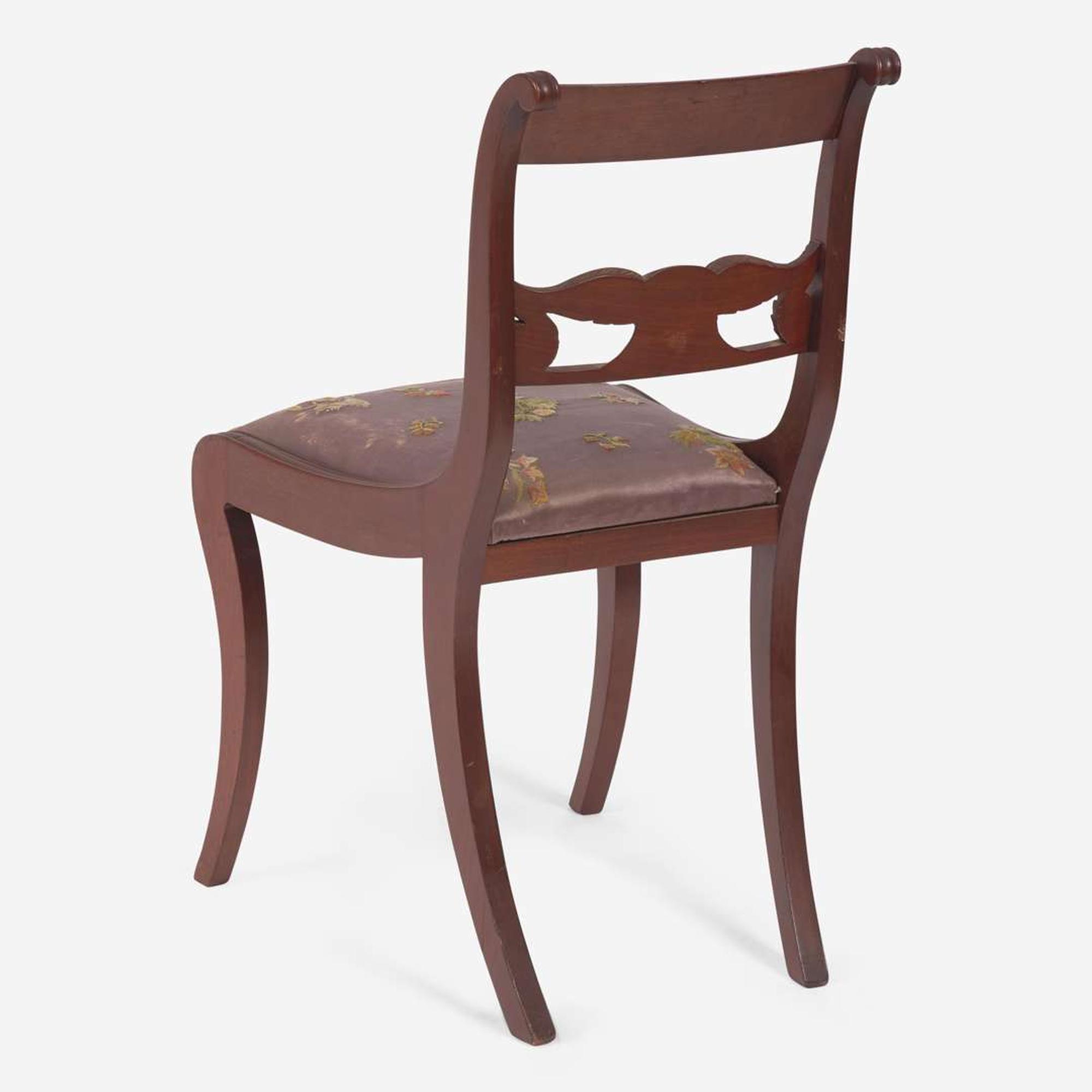 A set of five Federal carved mahogany eagle-back klismos side chairs New York, NY, circa 1820