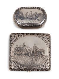 Two Russian Niello Silver Cases