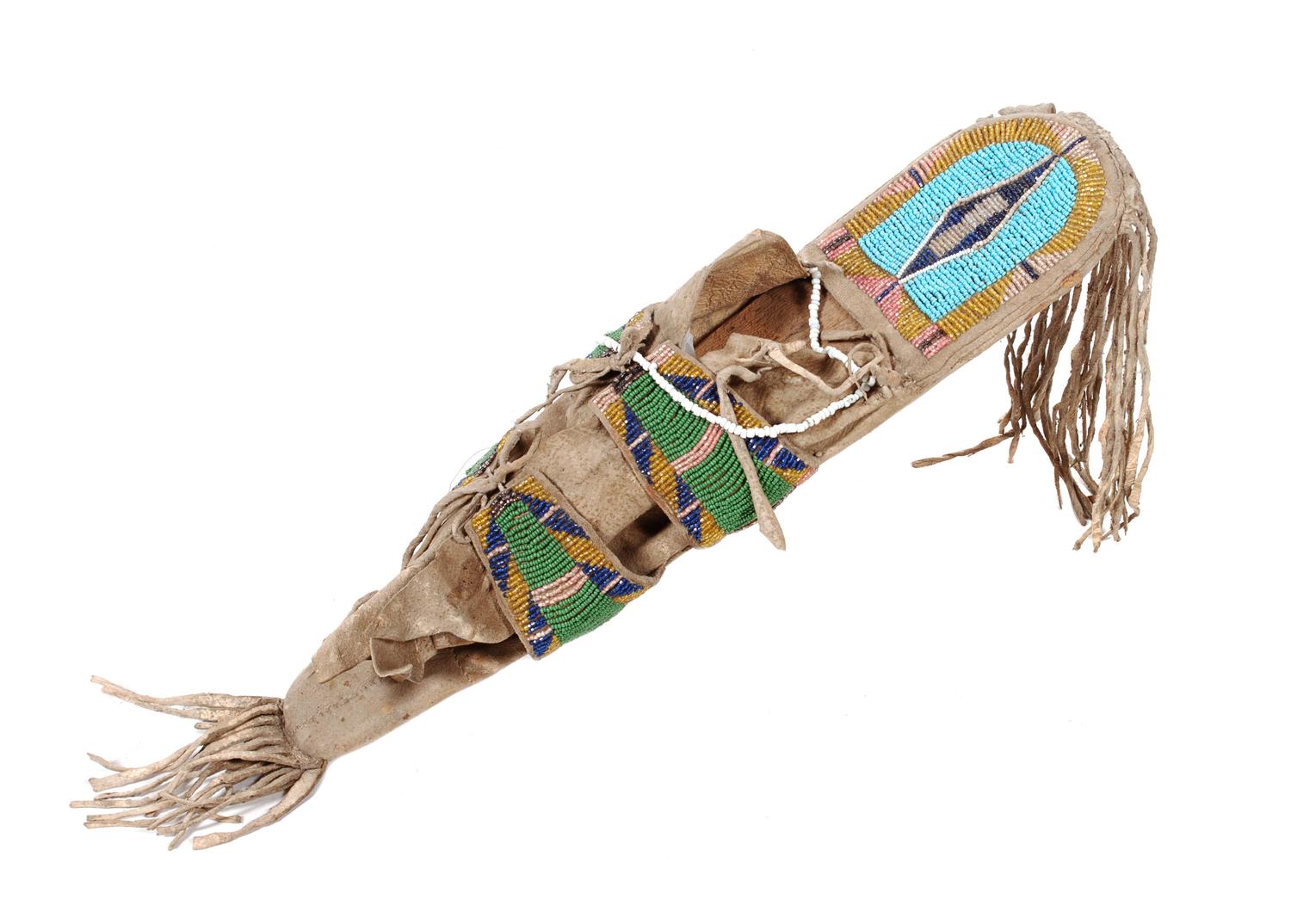 Crow Beaded Hide Toy Cradle