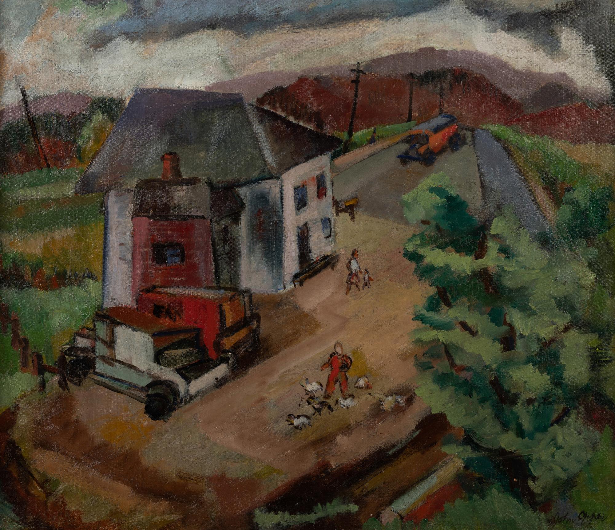 Untitled (Country House with Trucks and Figures)