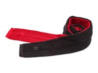 Two Hermes ties, one red knit, one black knit