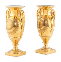 A Pair of Paris Porcelain Topographical Vases