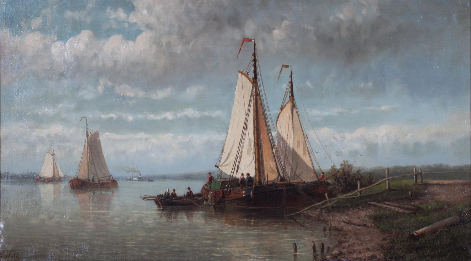 Hendrick Hulk, (French, 1842-1937), Figures in Sailboat