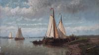 Hendrick Hulk, (French, 1842-1937), Figures in Sailboat