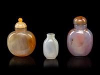 Three Chinese Carved Agate Snuff Bottles