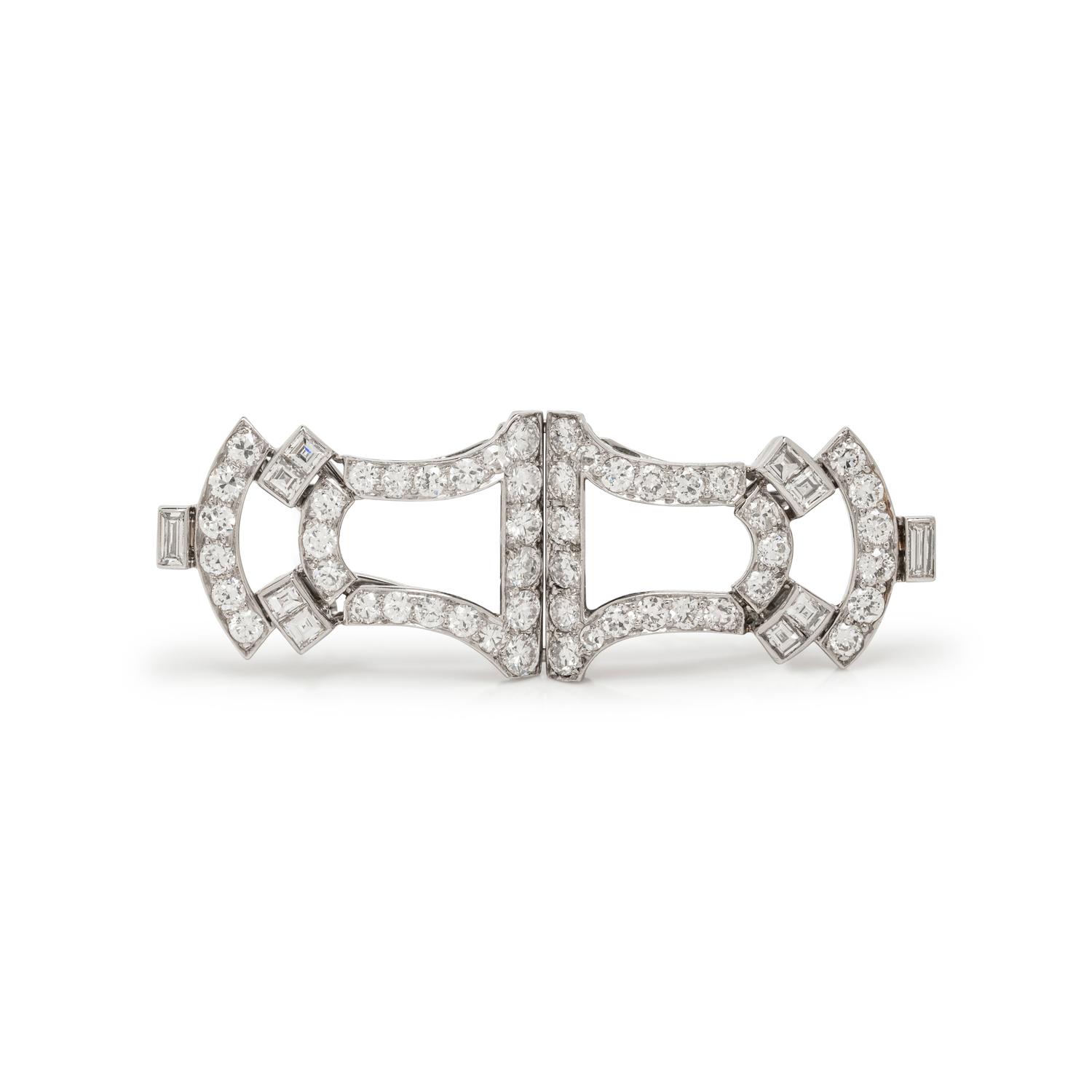 DIAMOND DOUBLE CLIP BROOCH