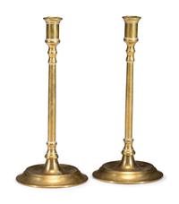 A Pair of Brass Tavern Candlesticks