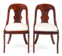 A Pair of American Empire Mahogany Slipper Chairs Height 32 1/2 inches. — 19TH CENTURY