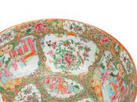 A Near Pair of Chinese Export Rose Medallion Porcelain Punch Bowls