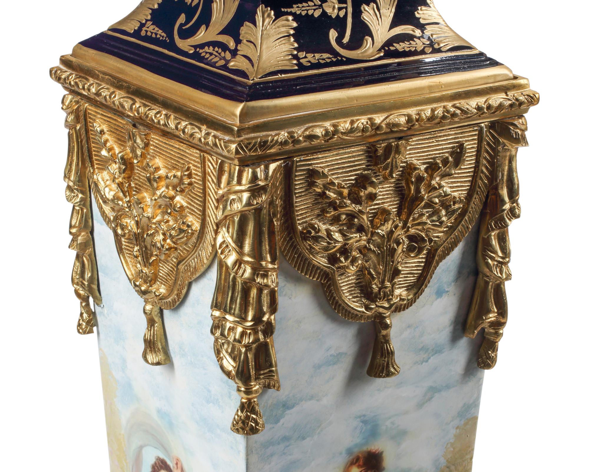 A Pair of Louis XVI Style Quartz-Top Pedestals