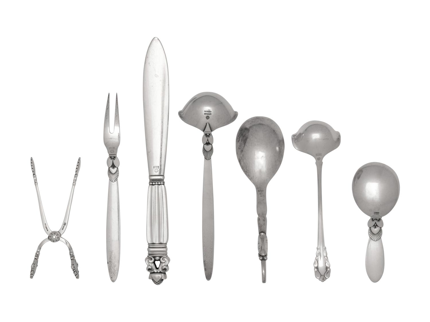 A Group of Seven Georg Jensen Silver Flatware Articles