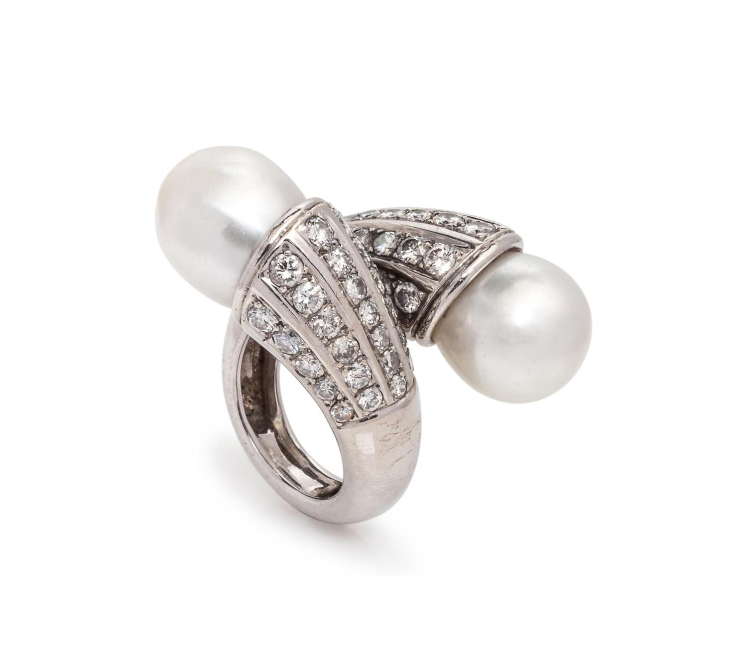 Tambetti, Cultured Pearl and Diamond Ring