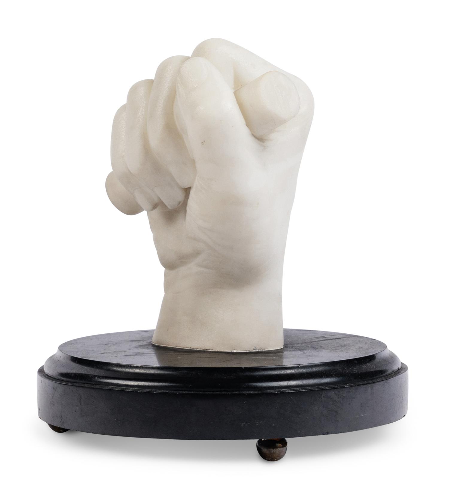 [LINCOLN, Abraham (1809-1865)]. VOLK, Leonard Wells, sculptor (1828-1895). A marble sculpture of Abraham Lincoln's right hand. Rome, 1869.