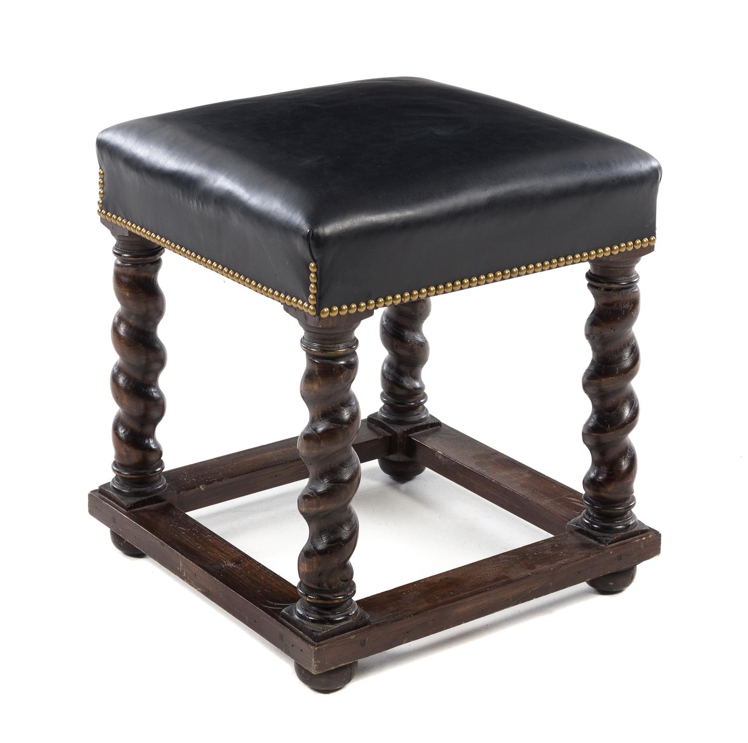 A William & Mary Style Ottoman Height 19 1/2 x width 18 x depth 18 1/4 inches. — 20TH CENTURY