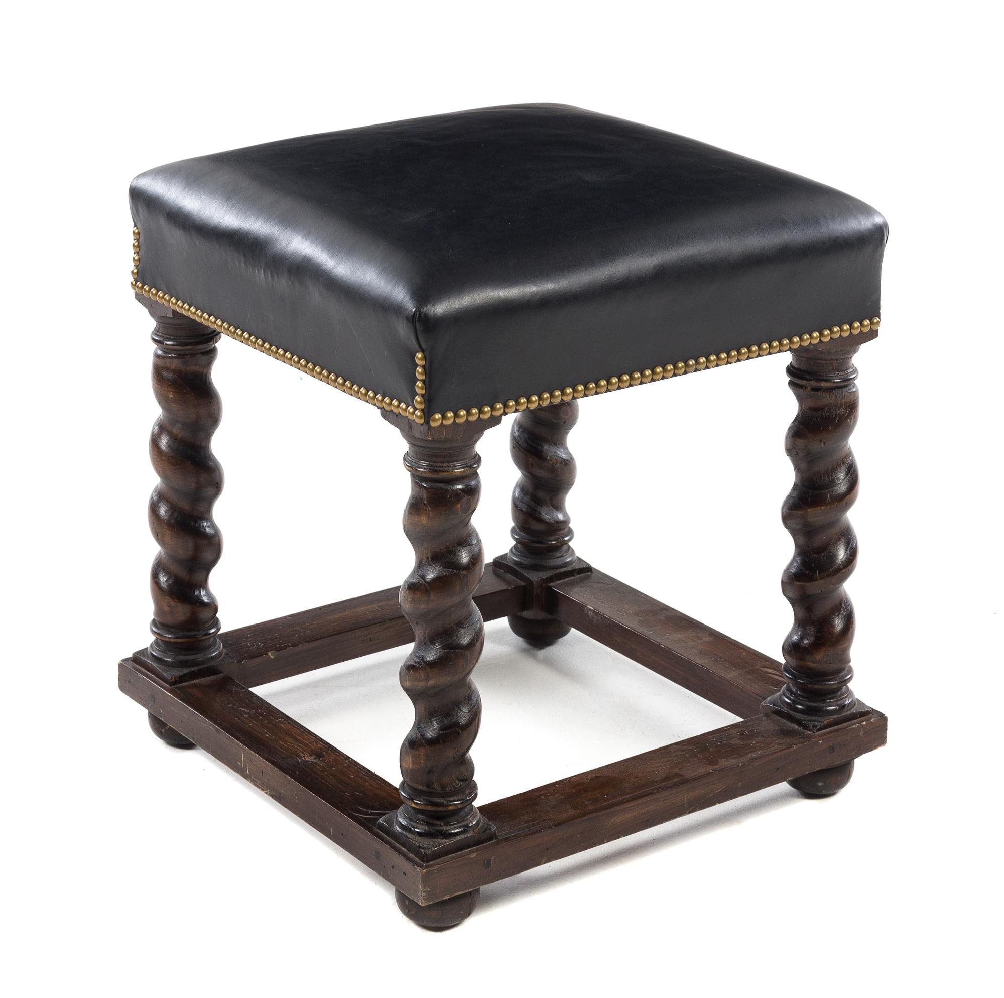 A William & Mary Style Ottoman Height 19 1/2 x width 18 x depth 18 1/4 inches. — 20TH CENTURY