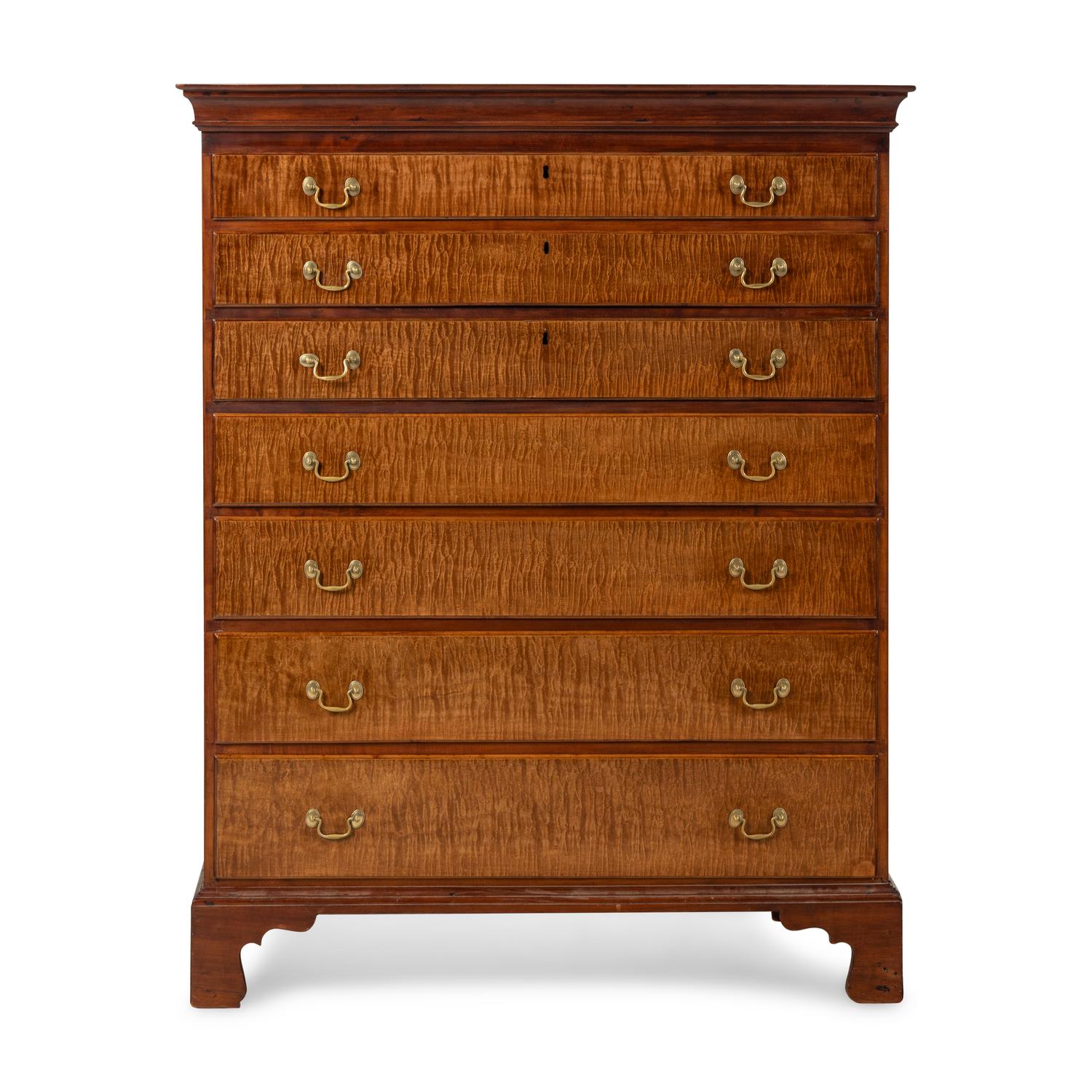 A Chippendale Tiger Maple Chest of Drawers