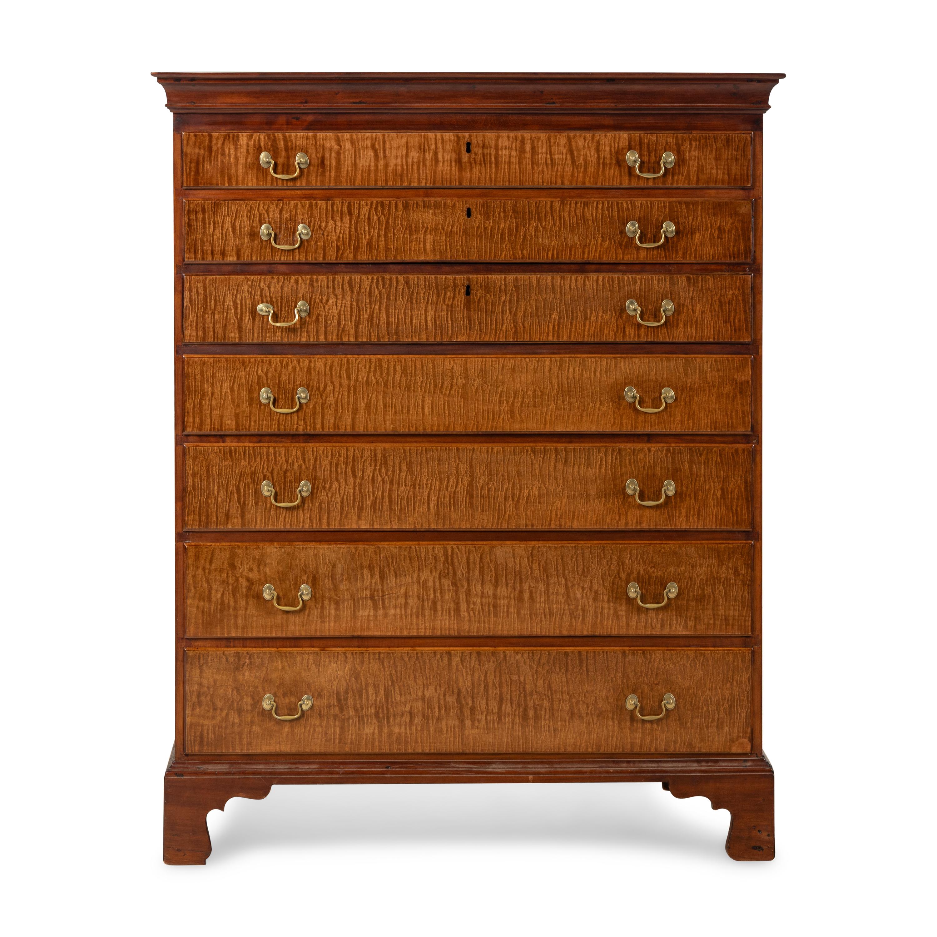 A Chippendale Tiger Maple Chest of Drawers