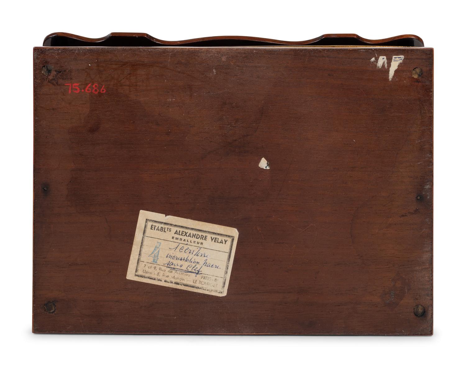 A French Mother-of-Pearl and Brass Inlaid Amboyna Letter Box