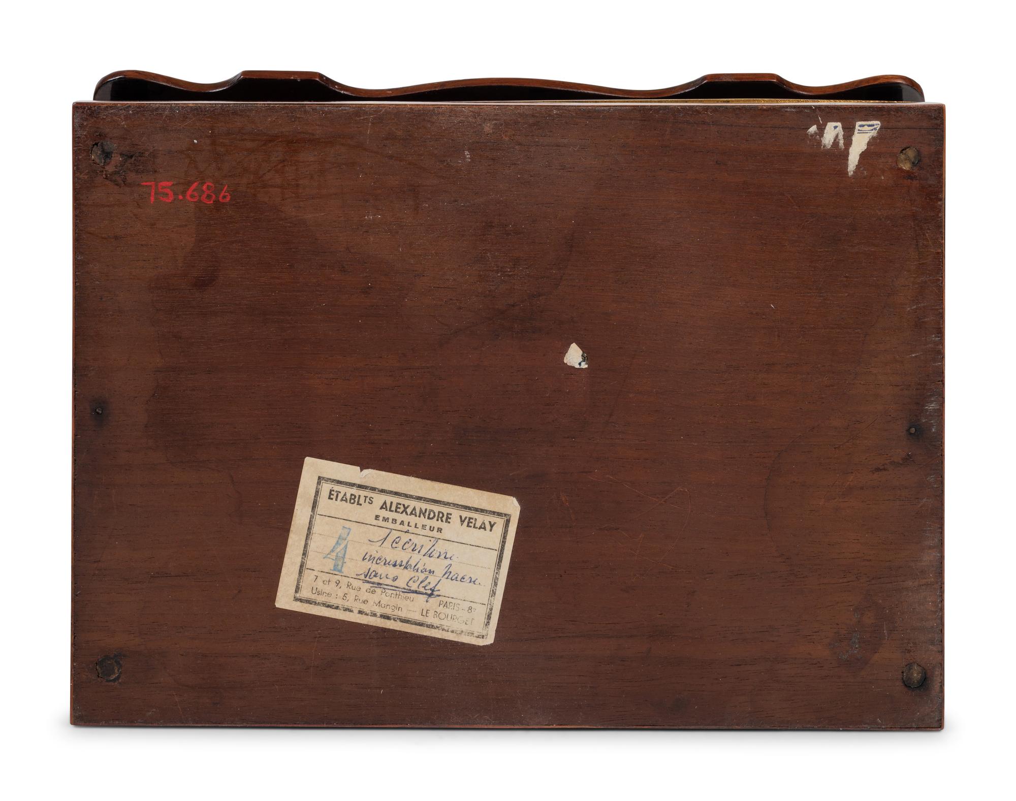 A French Mother-of-Pearl and Brass Inlaid Amboyna Letter Box