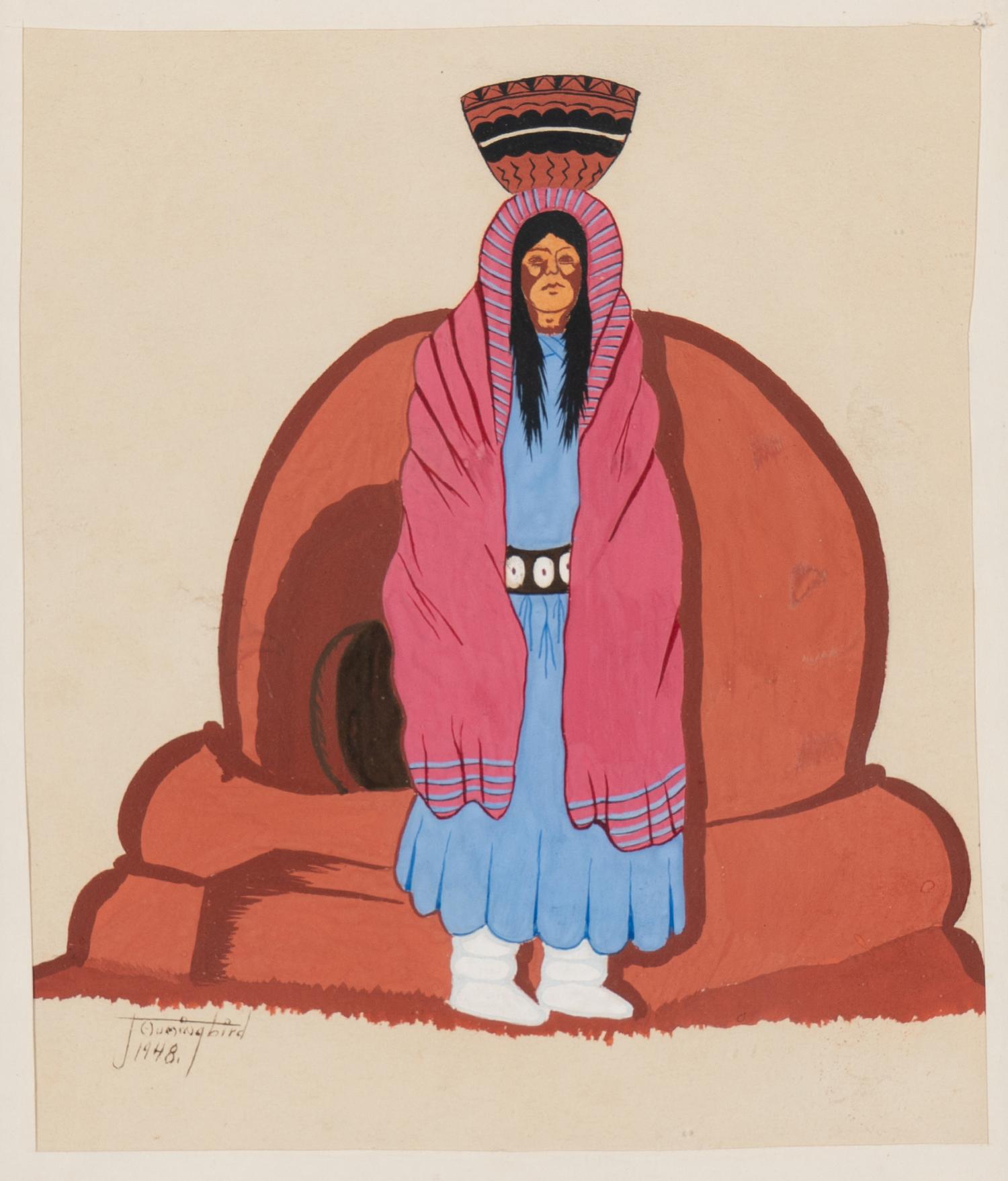 untitled, fancy dancers and woman with basket