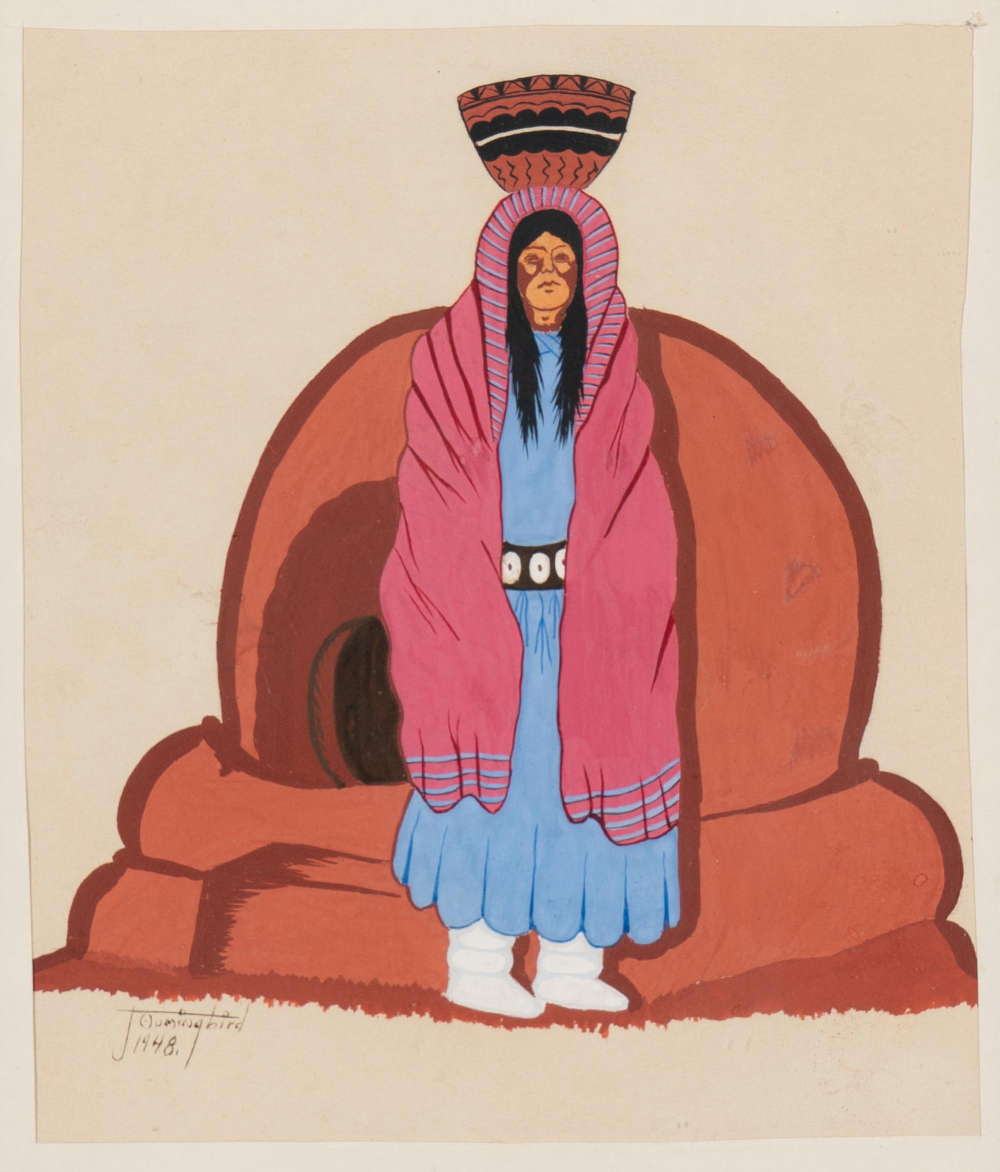 untitled, fancy dancers and woman with basket