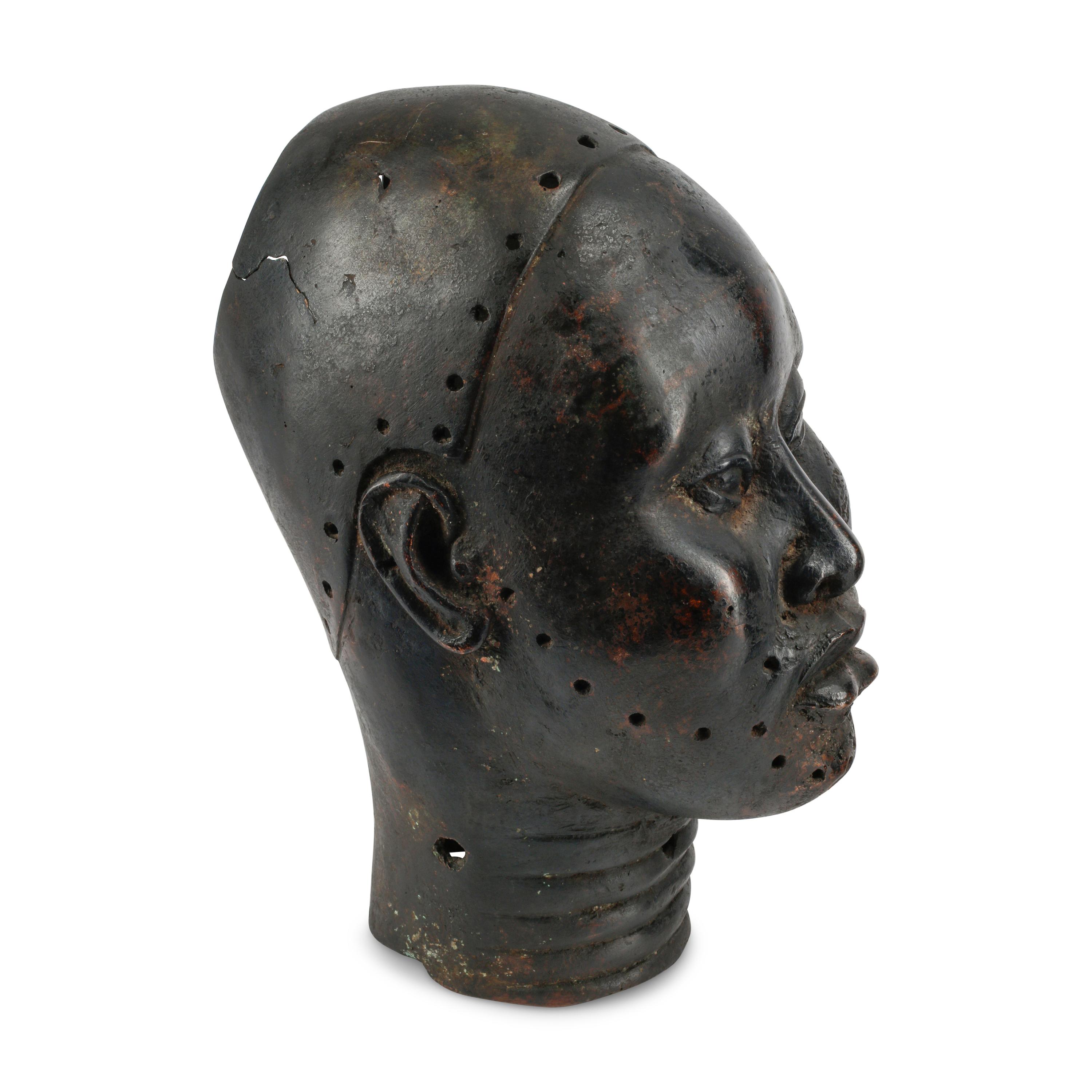 Two Benin Style Bronze Busts