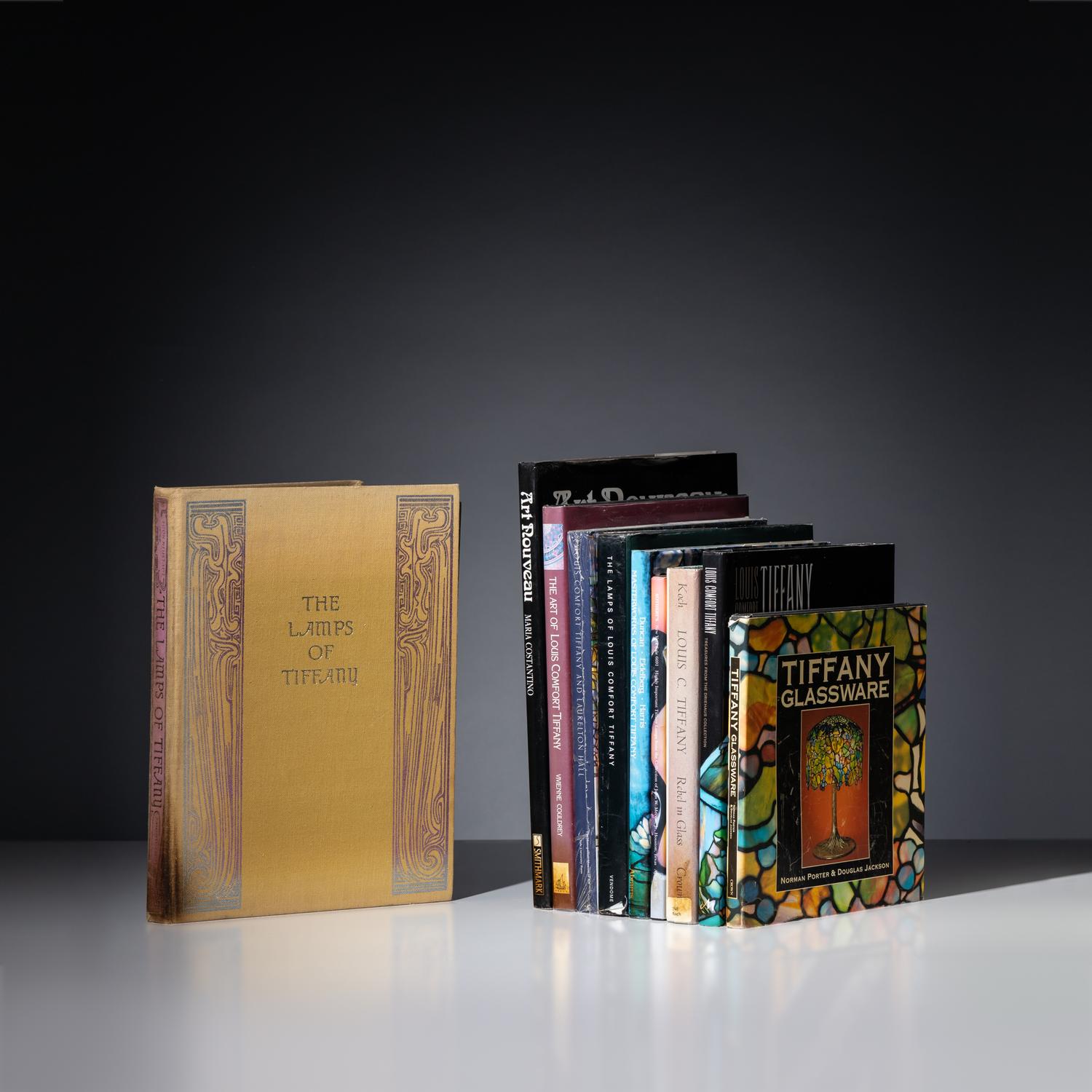 Collection of books about Tiffany glass