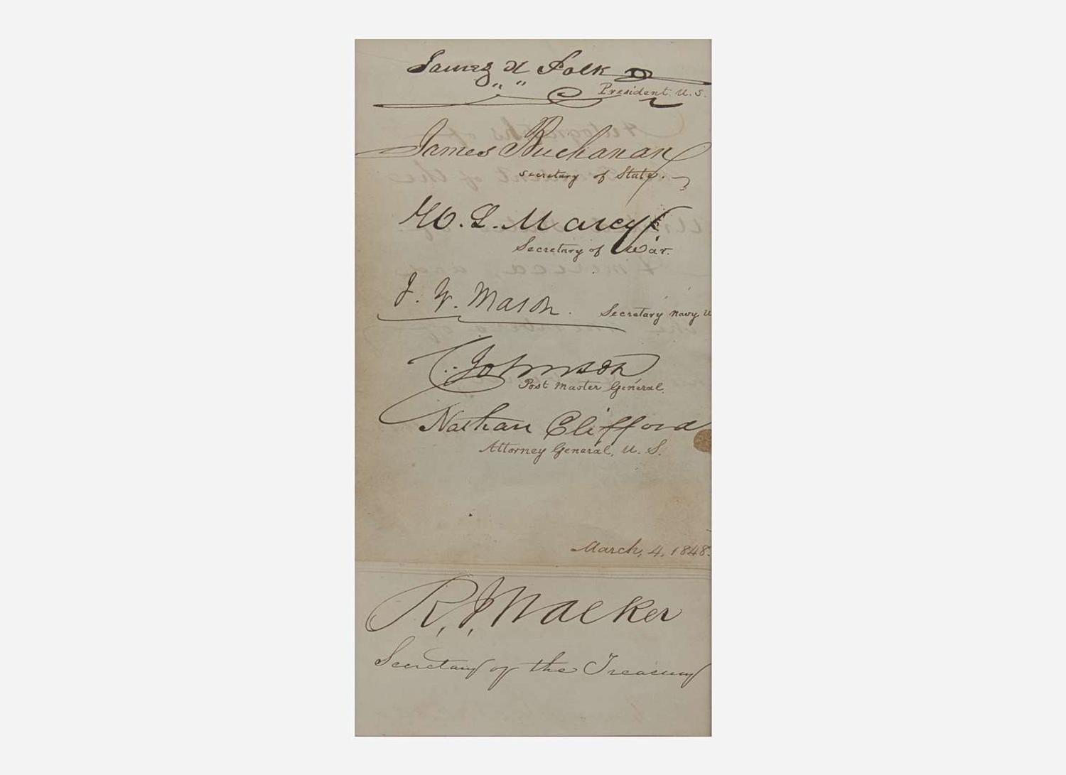 [Presidential] Polk, James K., and James Buchanan, et al. : Autograph Sheet of President James K. Polk and His Cabinet