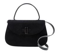 A Gucci Black Suede Flap Handbag, 11" x 7" x 2.5"; Handle drop: 4.5".