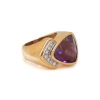 AMETHYST, DIAMOND, AND GOLD RING