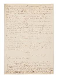 WRIGHT, Frank Lloyd (1867-1959). Autograph manuscript signed ("Frank Lloyd Wright"), entitled "Taliesin III," numerous holograph emendations and corrections in ink, a few in pencil N.p. Taliesin, 8 June 1926. 5 1/2 pages, 4to, creased.