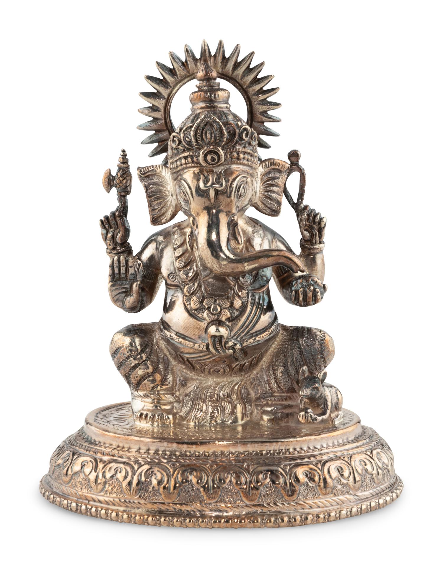 An East Indian or Nepalese Silver Ganesh