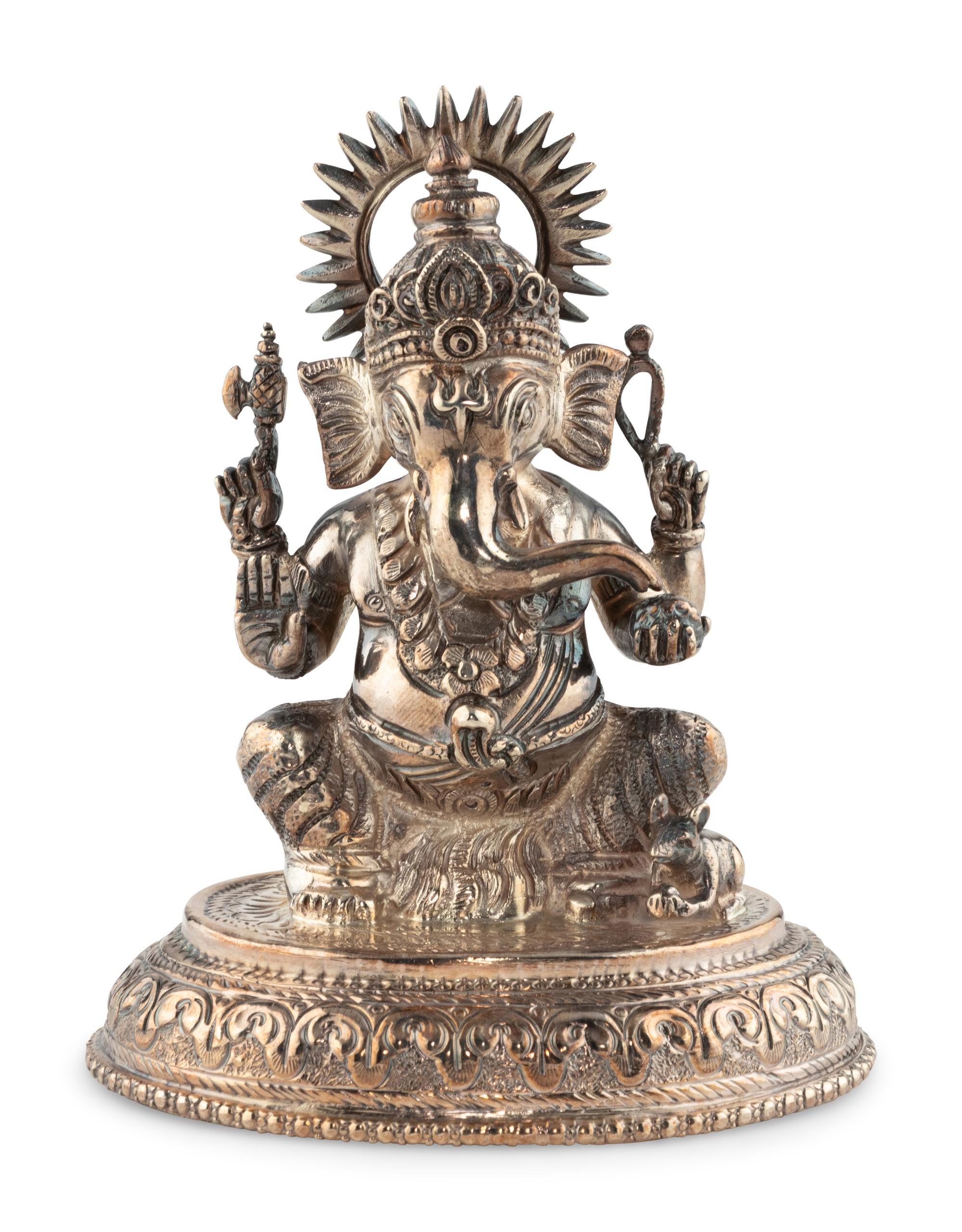 An East Indian or Nepalese Silver Ganesh