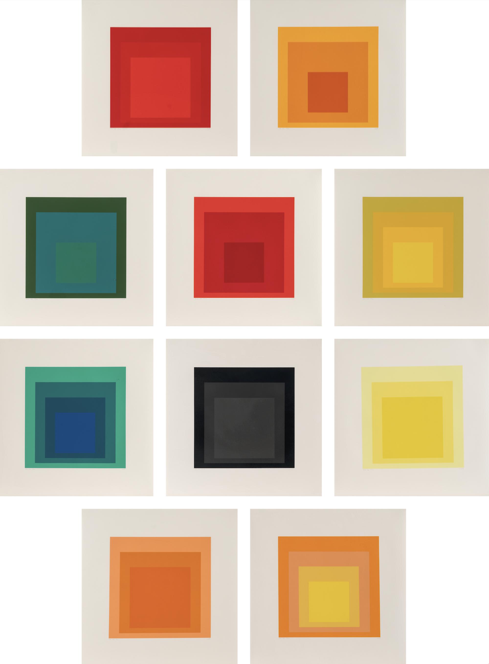 Homage to the Square: Edition Keller Ia-Ik (complete portfolio of ten screenprints, with text and portfolio case ), 1970