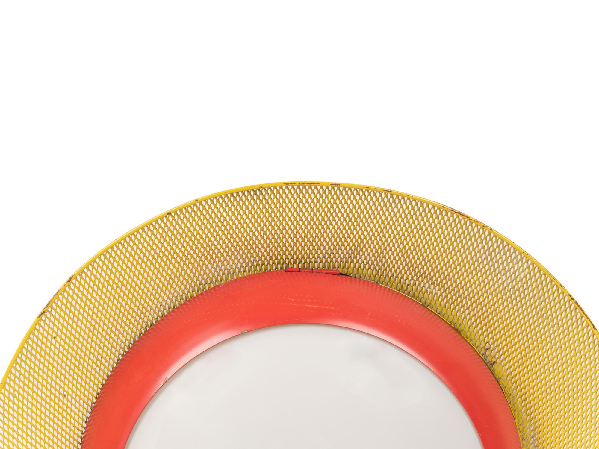A French Yellow and Red Metal Plafonnier or Wall Light