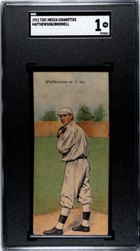 A 1911 Mecca Cigarettes T201 Christy Mathewson Double Folder Baseball Card (SGC 1)