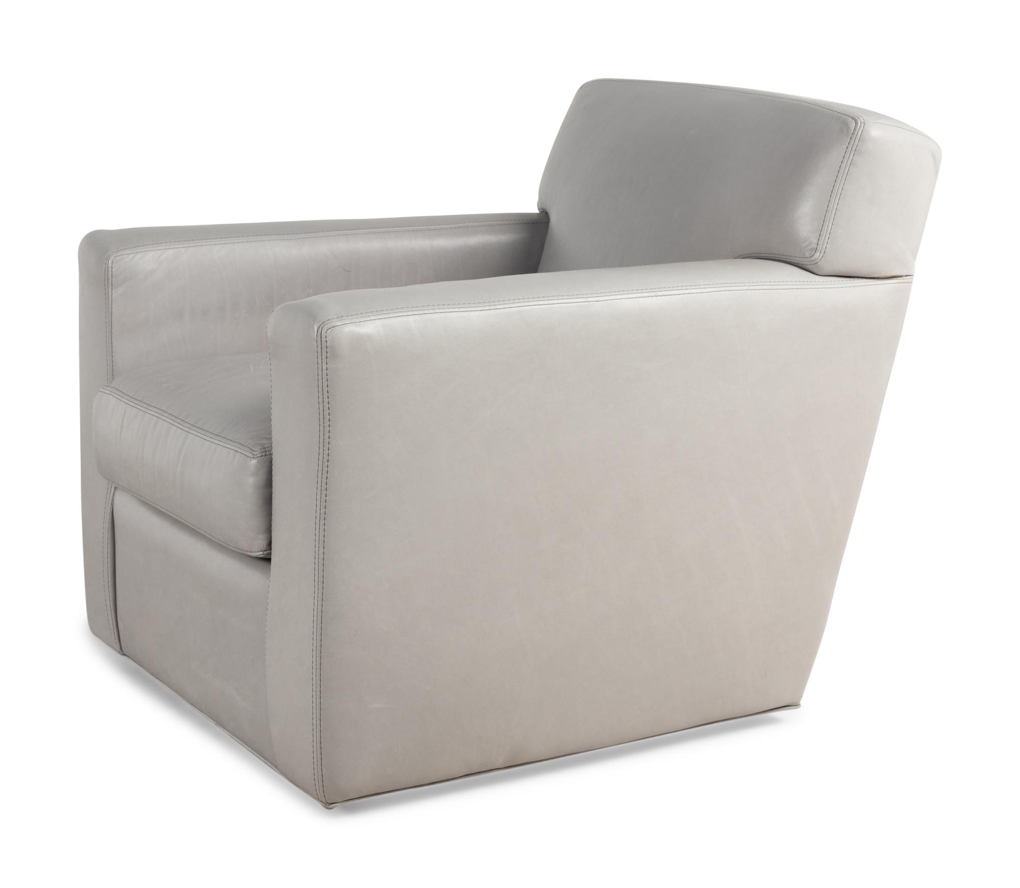 A Pair of Contemporary Leather-Upholstered Lounge Chairs