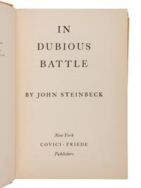 STEINBECK, John (1902-1968). In Dubious Battle . New York: Covici-Friede, 1936.