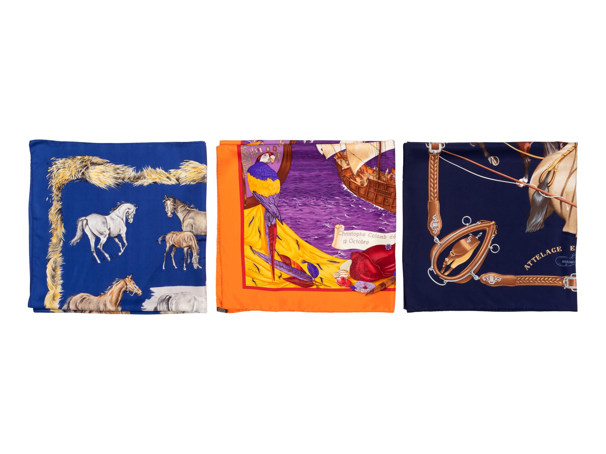 Three Hermès 90cm Silk Scarves
