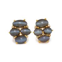 CAT'S EYE CHRYSOBERYL AND DIAMOND EARRINGS