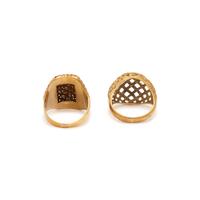 TWO YELLOW GOLD BASKETWEAVE RINGS