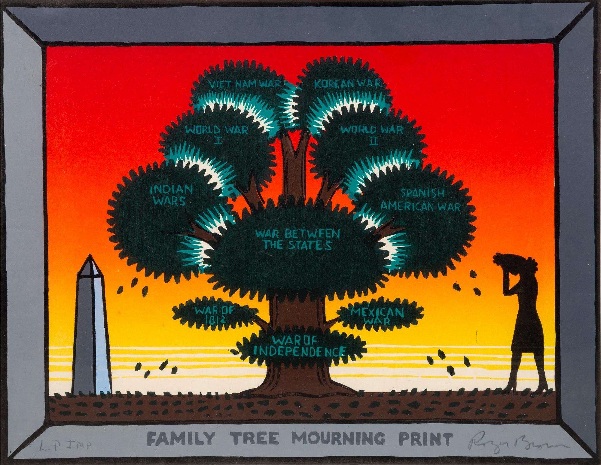 Roger Brown, (American, 1941–1997), Family Tree Mourning Print, 1987