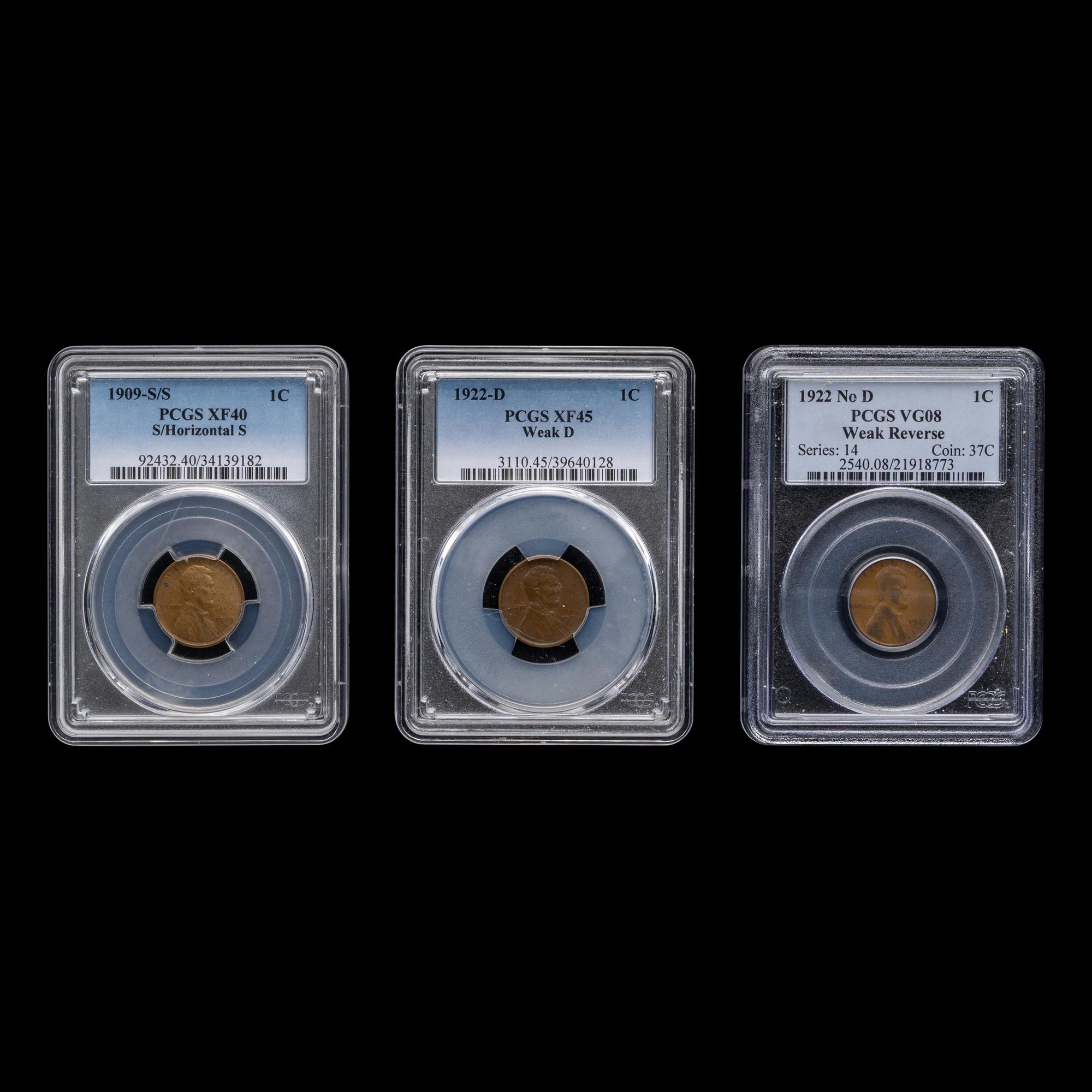 A Collection of Three Graded Abraham Lincoln 1c Coins