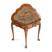A Dutch Walnut and Needlework Game Table