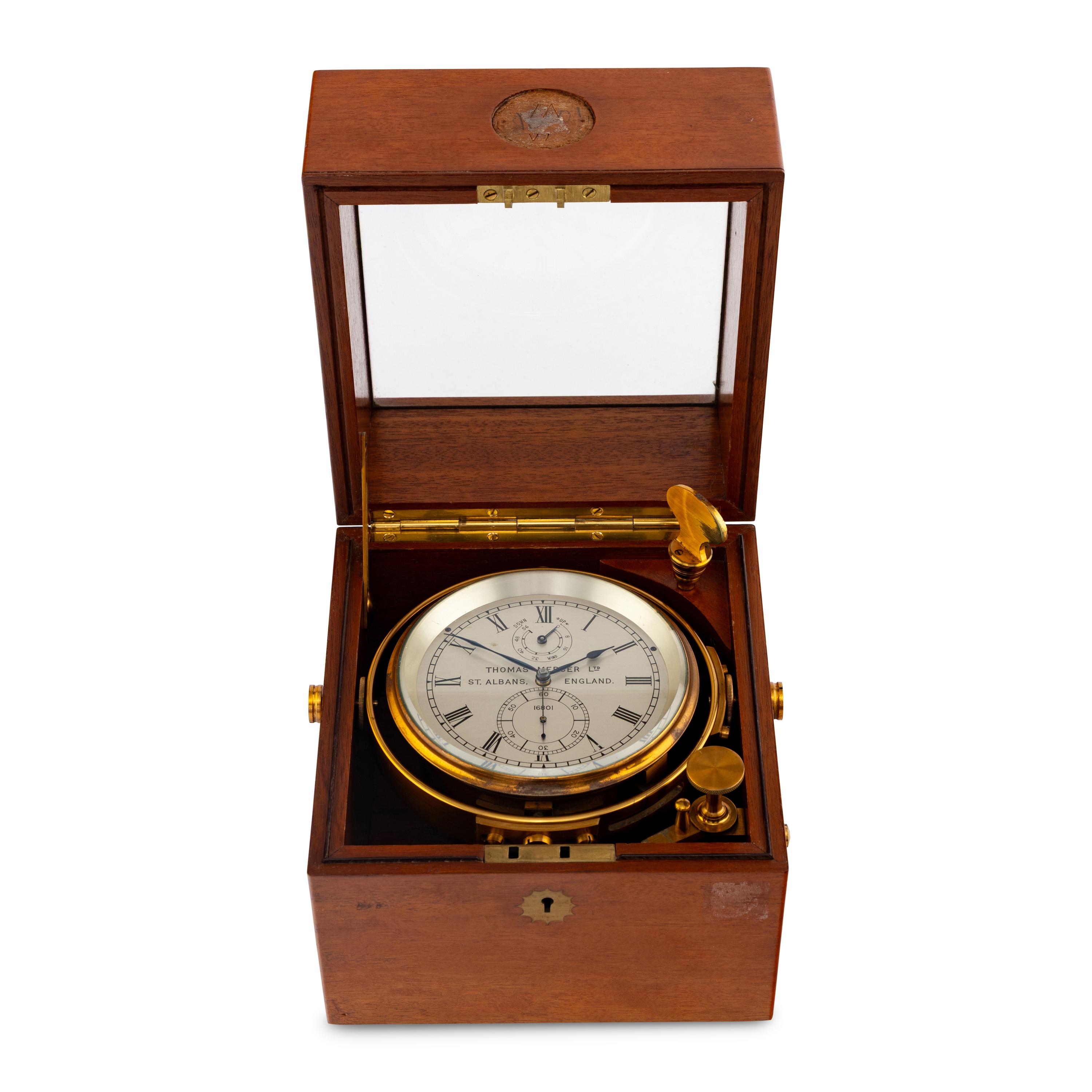 An English Two-Day Brass and Mahogany Cased Ship's Chronometer