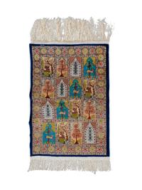 A Qum Silk Pictorial Rug