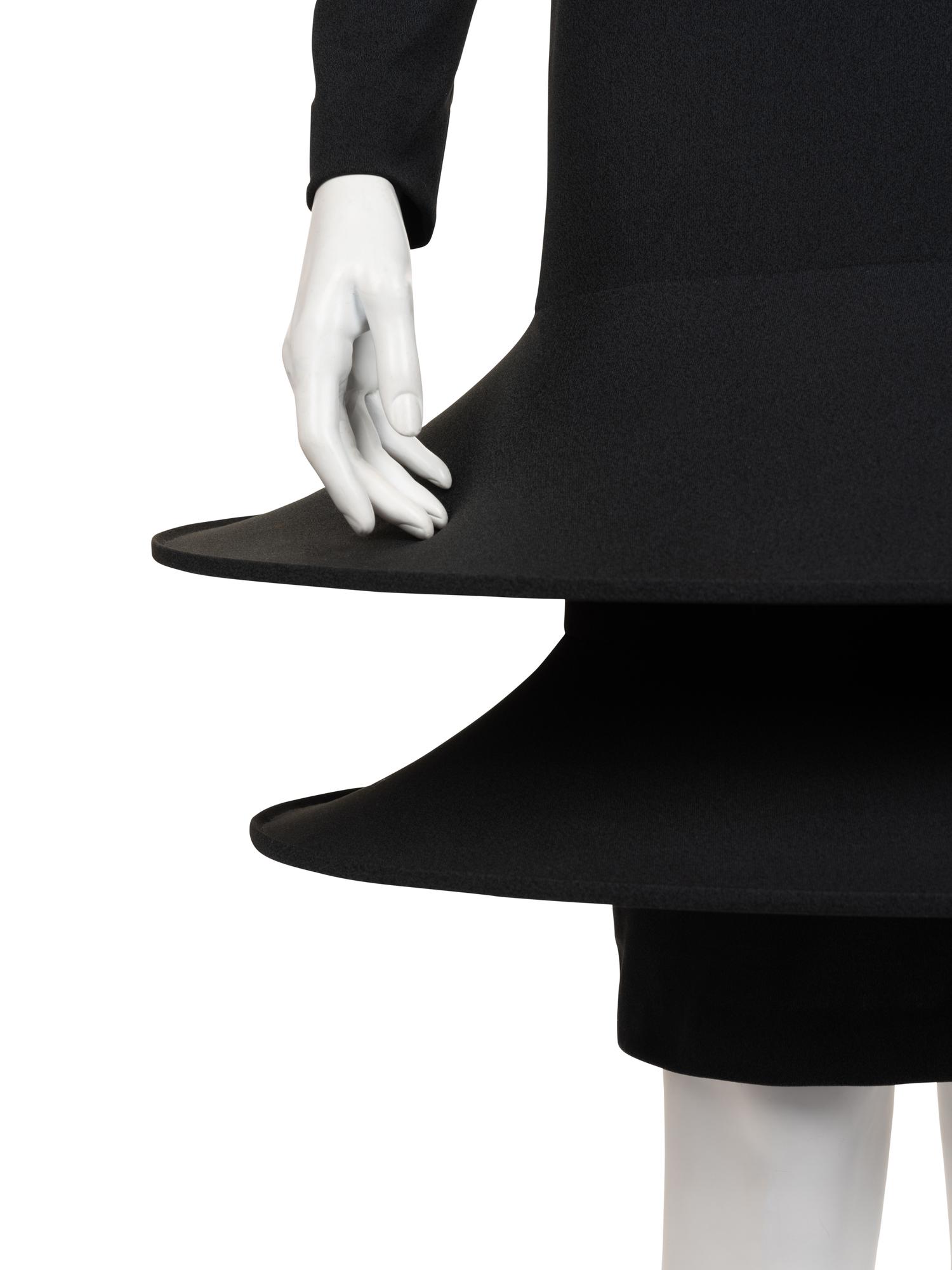 Unlabeled Haute Couture Double Hooped Skirt Knit Dress, Attributed to Pierre Cardin, 1990-2000s
