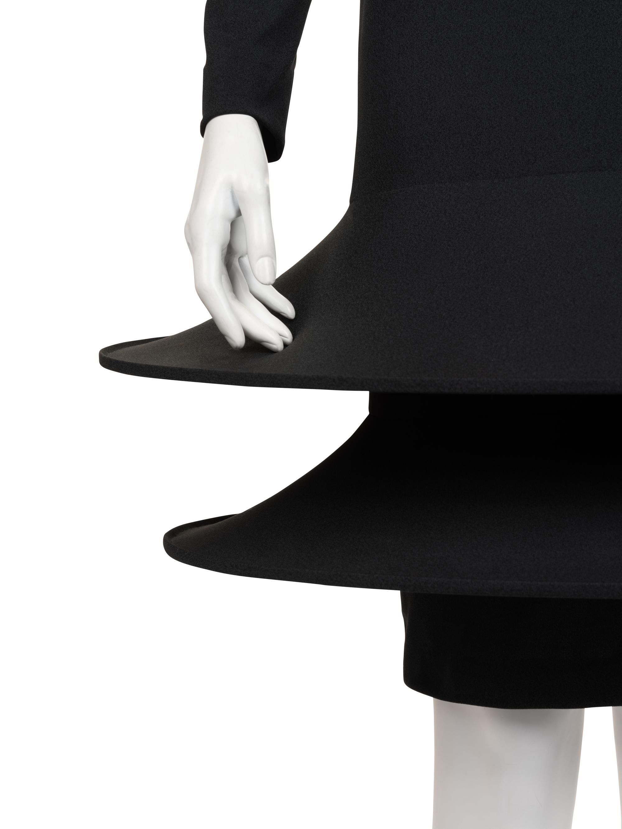 Unlabeled Haute Couture Double Hooped Skirt Knit Dress, Attributed to Pierre Cardin, 1990-2000s