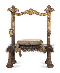 An Italian or Spanish Painted and Parcel Gilt Diminutive Chair